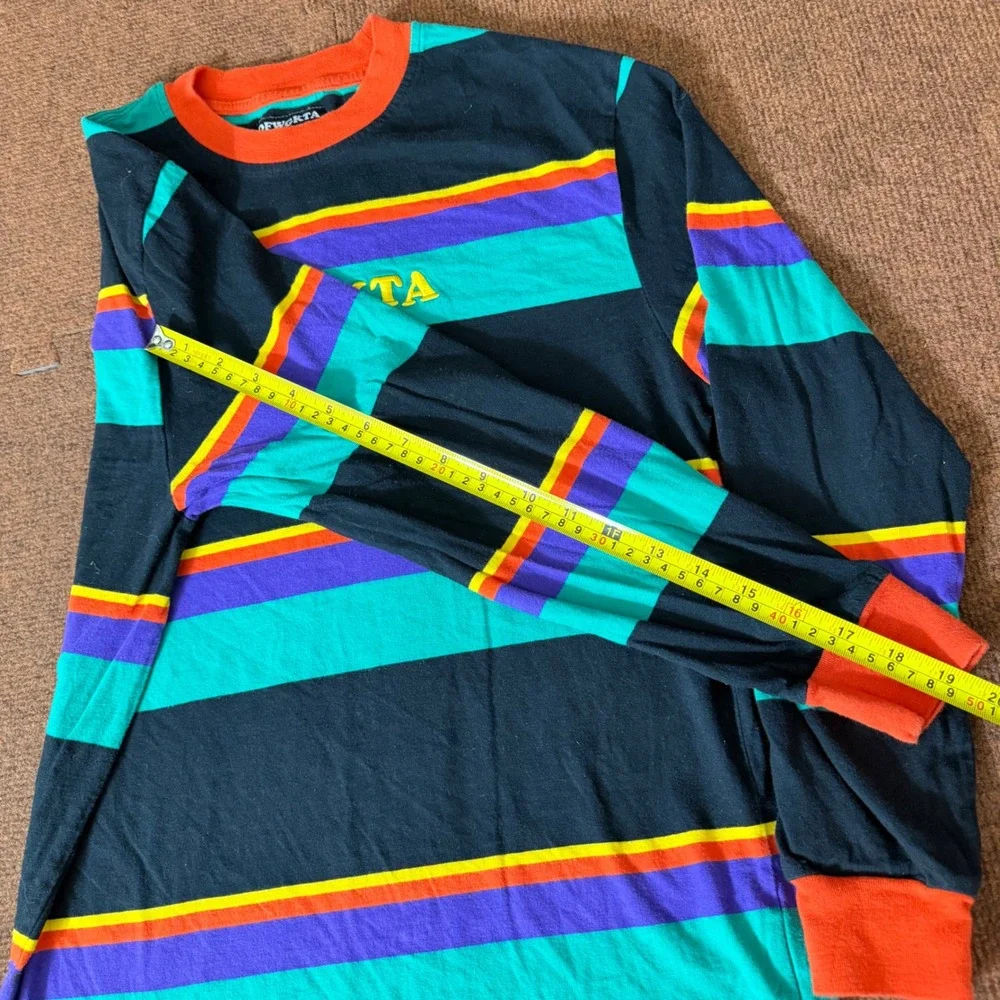 OFWGKTA Odd Future Striped‎ Long Sleeve Shirt Mens Medium Black Teal Purple M